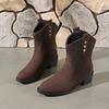 Fall/Winter New Arrival Plus Size Chunky Heel Round Toe Mid-Calf Vintage Cigarette Boots for Women
