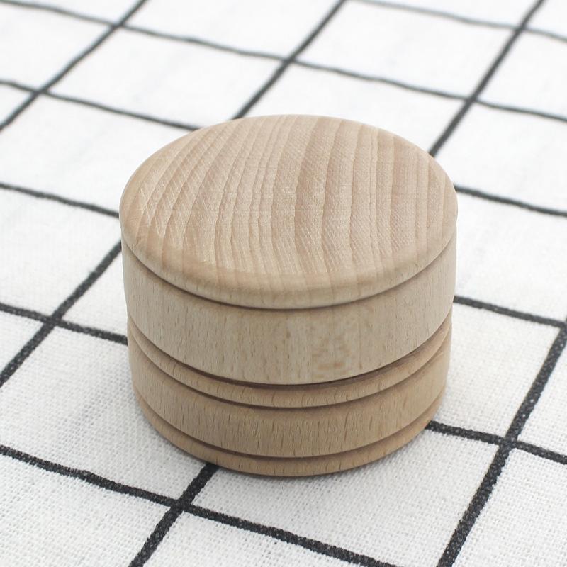 Round wooden box beech round ring box solid wood gift storage box earrings necklace
