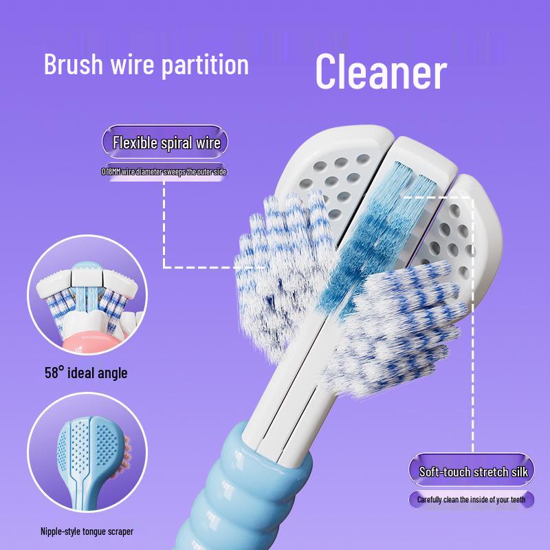 Premium Adult U-Shaped Three-Sided Toothbrush with Soft Bristles, Family Pack, Individually Packaged