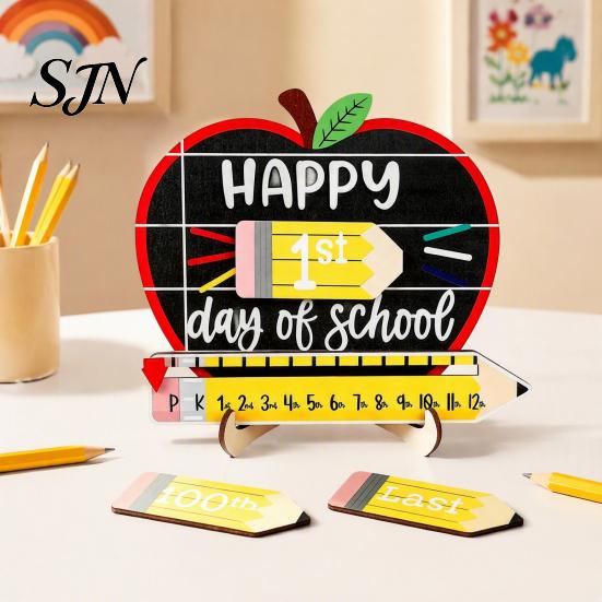 Educational Writing Board for Children First Day of School Chalkboard Sign, Reusable Wooden Milestone Board, Preschool Sign Back to