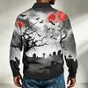 Men's Casual Halloween Print Long Sleeve Shirt Loose Fit