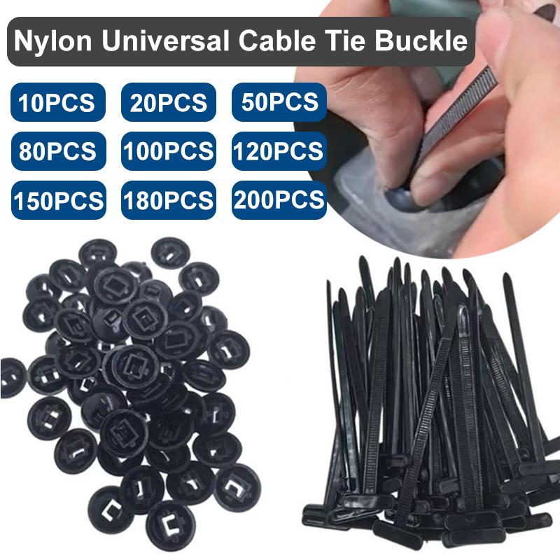 10-300Pcs Nylon Universal Cable Tie Buckle Self-Locking Zip Ties Holder With Pin Button Multipurpose Strap For Car Daily Repair
