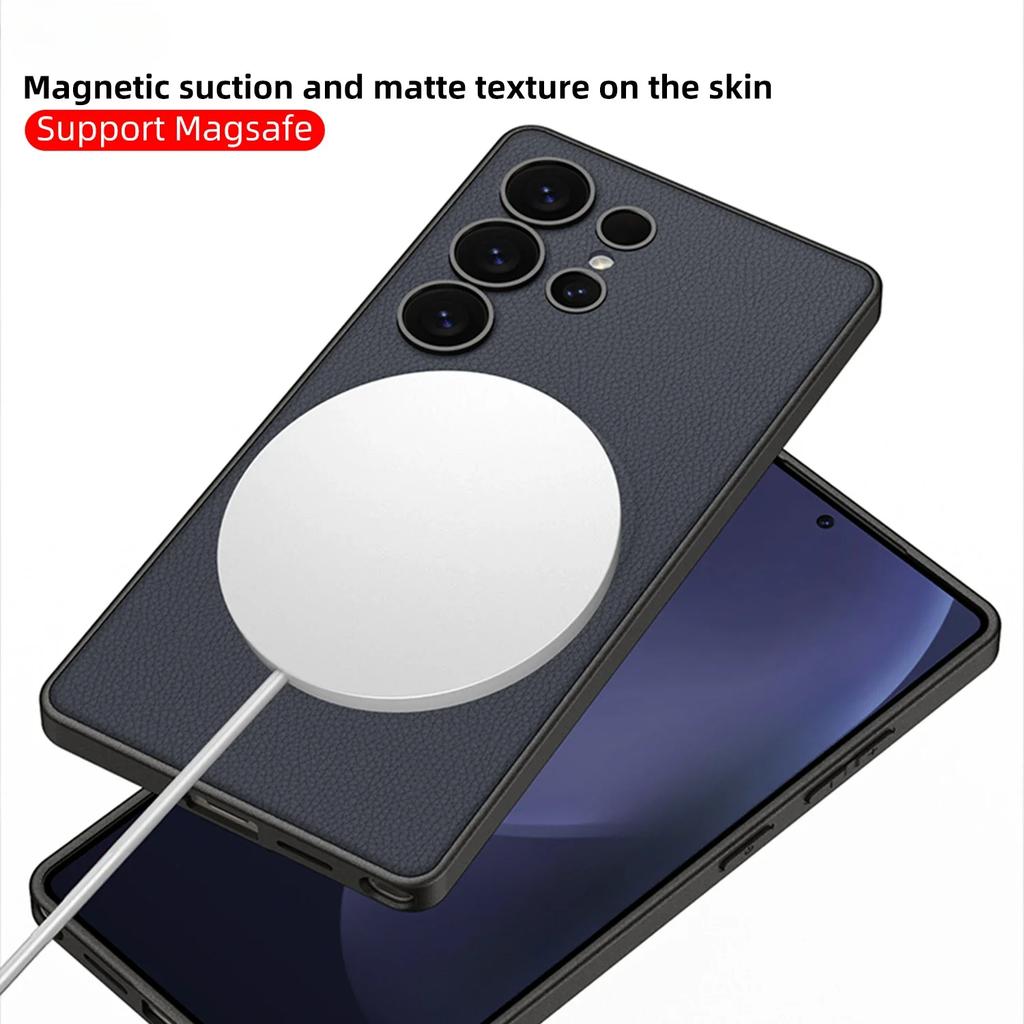 Magnetic Leather Phone Case for Samsung Galaxy S26 S25 Ultra S25 Plus Hard Shell Shockproof Protective Cover