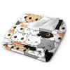 Cute Cat Kitten Cartoon Doodle Throw Blanket Ultra Soft Cozy Fleece Blankets Portable Lightweight Flannel Blanket for Bed Sofa
