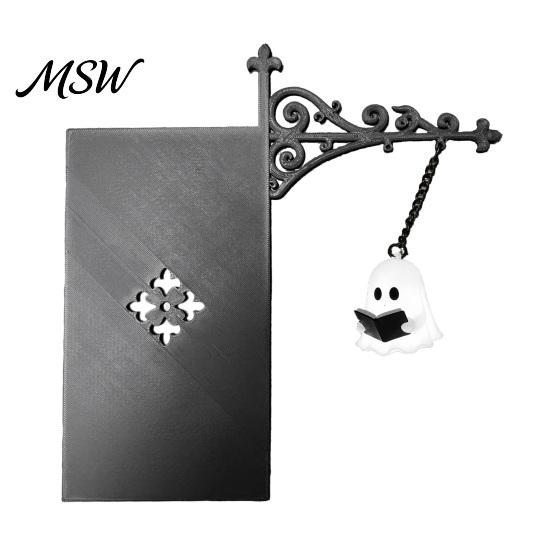 Versatile Hanging Decor Ghost Reading Bookshelf Light, Cute Lamp, Retro Cozy Nook Light Bookends for Halloween Library Study Shape Night