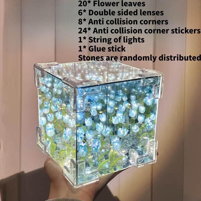 Tulip Flower Sea Night Lamp With Acrylic Shade And Button Switch For Home Decor