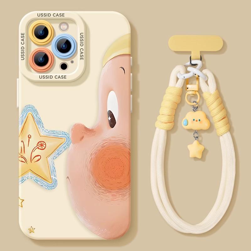 Side Face Star Doll Suitable for Apple 17promax Mobile Phone Case 14 with Lanyard 13 Chain Iphone16 Cartoon 15 Sets