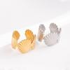 Women's Scallop Stainless Steel Open Ring, Vacuum Plated Gold Titanium, Ocean Series