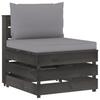 Modular Center Sofa with Cushions Gray Pressure Treated Wood