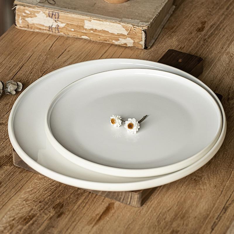 Nordic Simple Disc Ceramic Plate Household Dish Round Dessert Plate Restaurant Steak Plate Tableware Plate