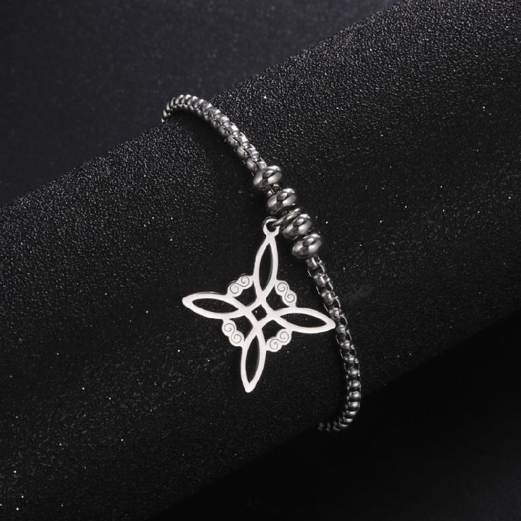 Women Men Bracelets Witch Knot Shaped Stainless Steel Bracelet Adjustable Bangle