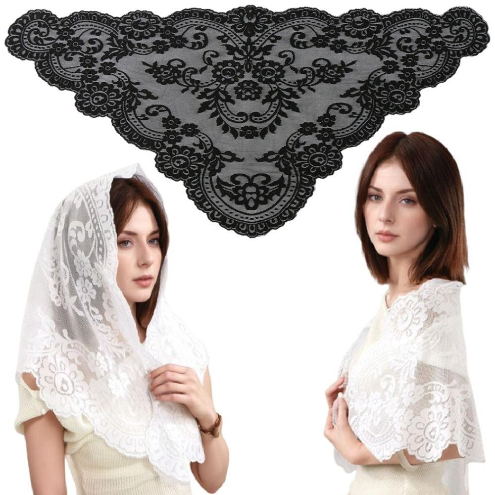 Vintage Head Covering Scarf Shawl Elegant Wedding Headscarf Embroidered Flower Scarf Party
