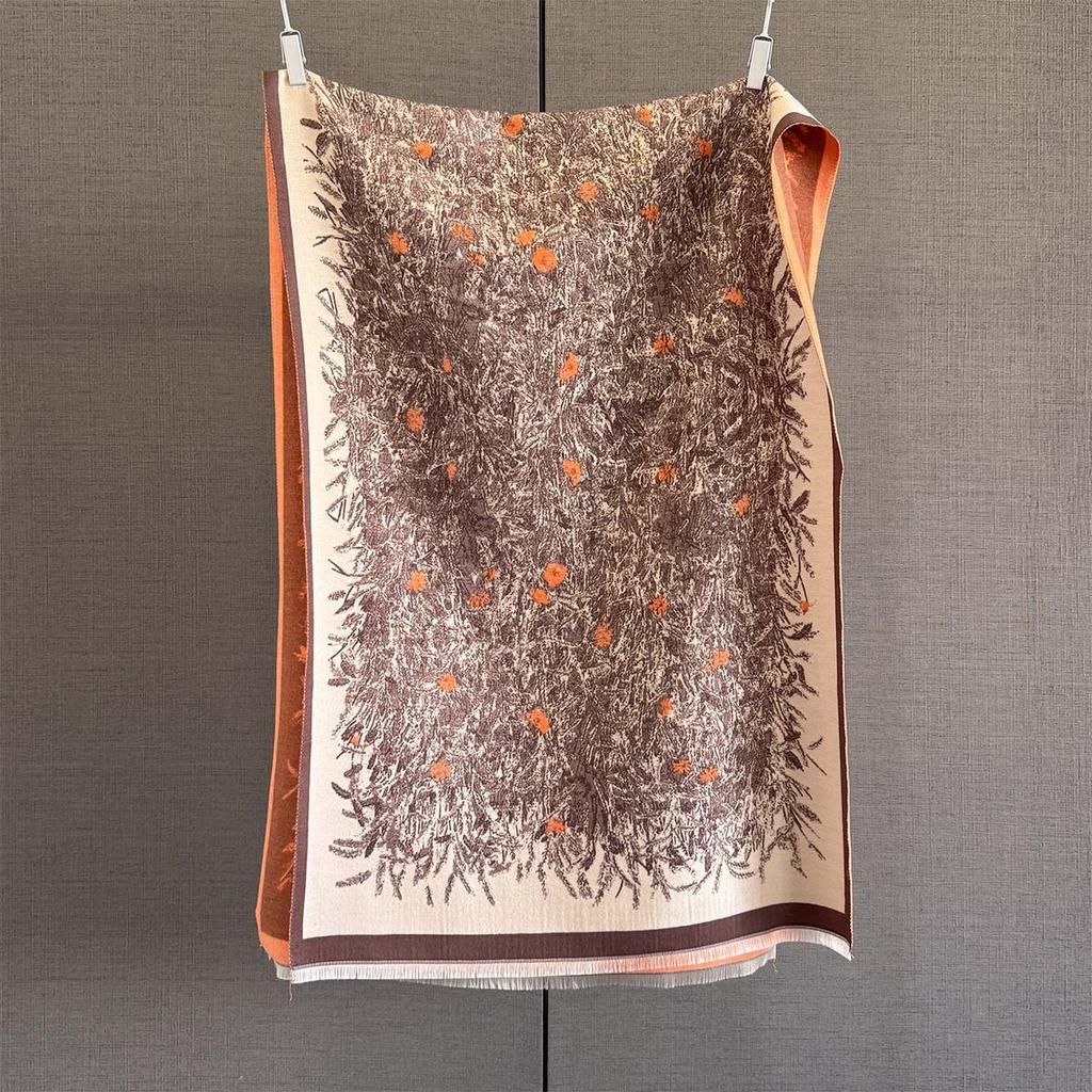 New imitation cashmere jacquard scarf women's autumn and winter versatile air-conditioned room double-sided thickened warm scarf shawl batch