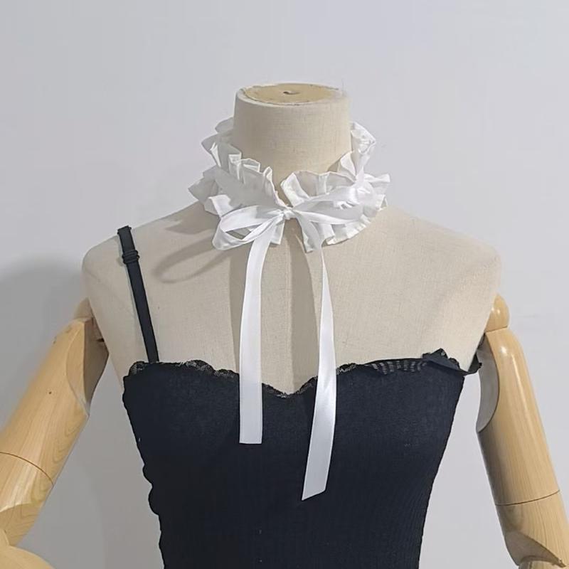 

Ladies Detachable Lapel Fake Collar Neck Shirt Doll Collar False Blouse Neckwear Lace Up Shawl Cosplay Party Costume Accessories