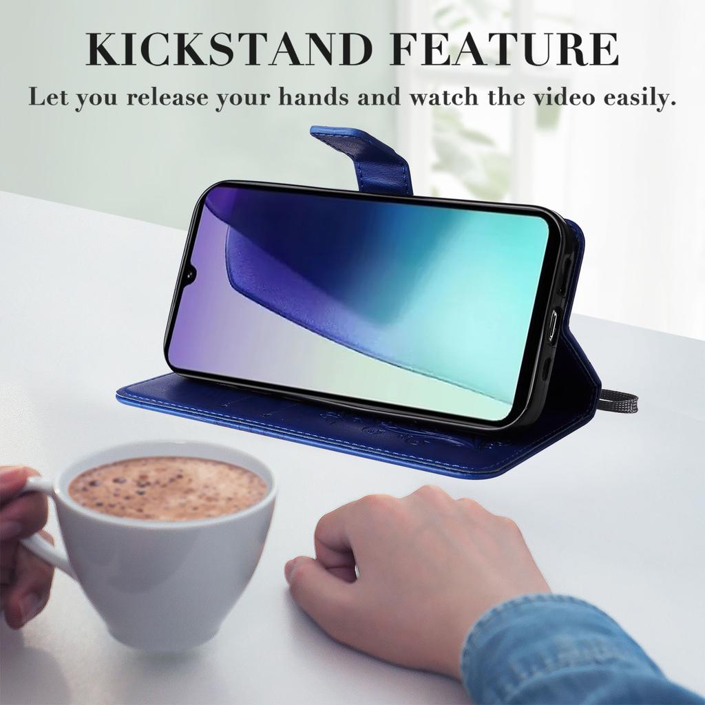 Für Xiaomi Poco C75 4G/Redmi 14R 5G/14C 4G Brieftaschenhülle Leder Handyhülle mit Blumen-Schmetterlings-Prägung Ständer