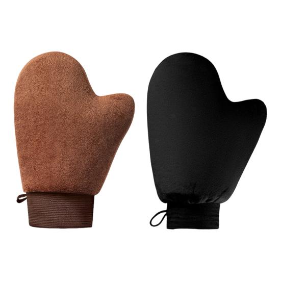 2Pcs Lotion Application Glove Reusable Portable Velvet Sunbathing Gloves Dual-Sided Design Home Tanning Tool