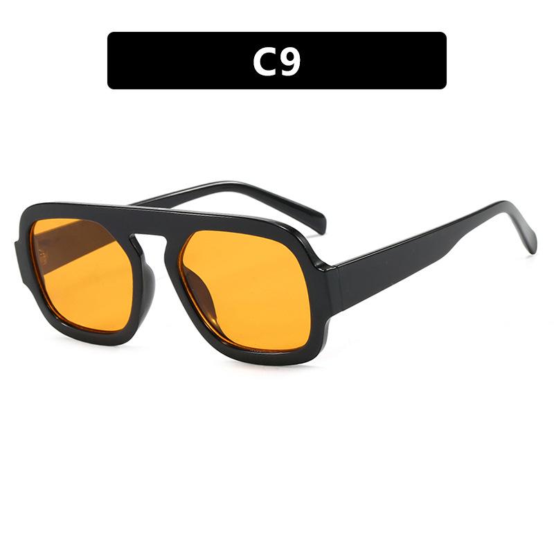 2024 Retro Single Beam Square Sunglasses - Trendy European & American Style for Influencers Metal Hinge