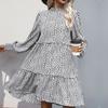 Herbst neues Retro lockeres Halbrollkragen Leopardenmuster Kleid