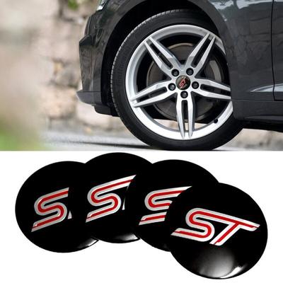 4 x Car Styling Coprimozzo centrale Coprimozzo Emblema Distintivo Adesivi per Logo ST per Fiesta Focus Edge Mondeo Mustang Kuga Explorer F150