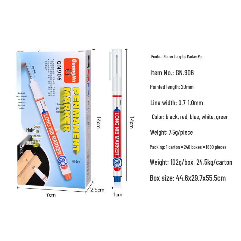 Wide-Mouth Deep Hole Marker Pen for Woodworking & Tile - Quick-Drying, Long-Nosed, Oily Construction Marker