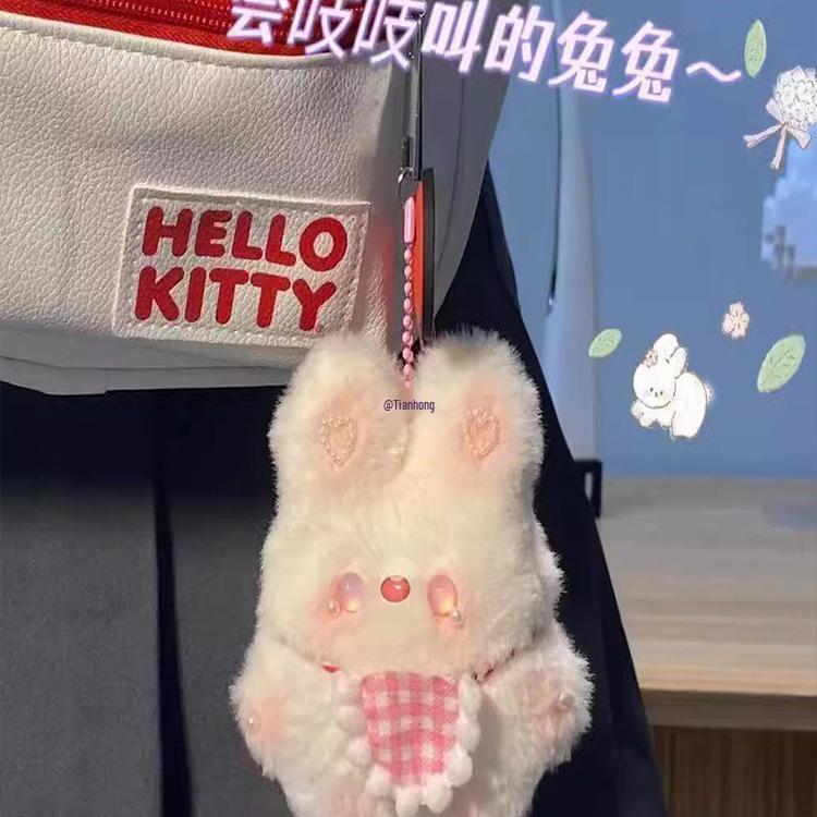 Plush Bunny Bib Pendant Toy Bag Accessory