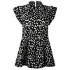 Women Polka Dots Leopard Printed Ruffled Short Sleeve Shirt