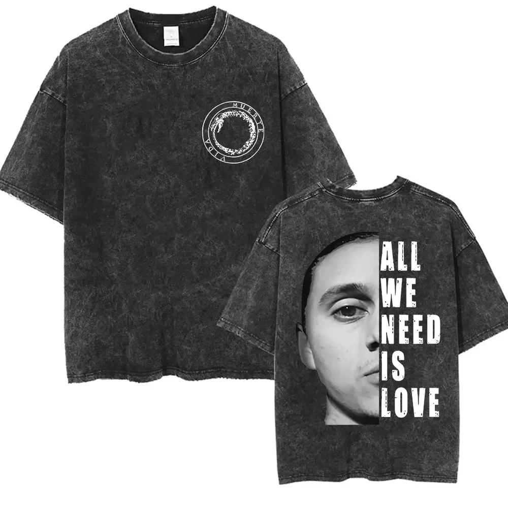 Vintage Washed Canserbero Logo 2025 Merch T Shirts Rap Gothic Style Hip Hop Short Sleeve Tshirt Men Women Casual Oversized Tees