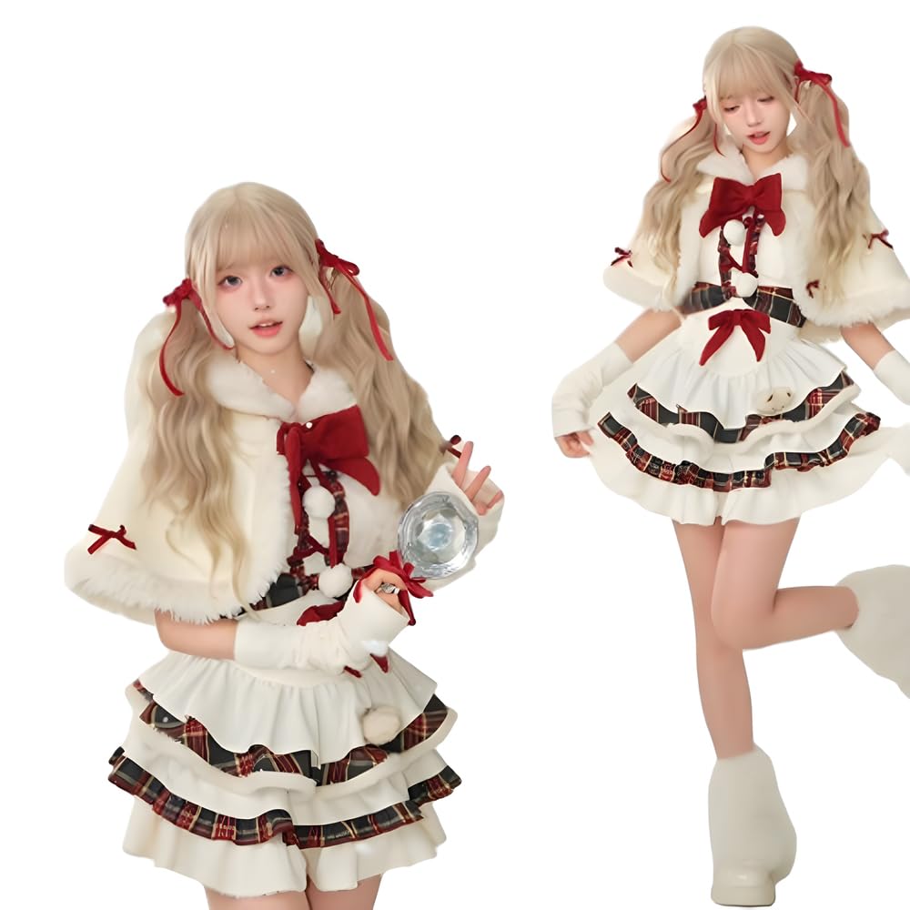 

Сфон Санта Плюс Сайз Санта Клаус Рождество Лолита Идеально для Школы Культурного Взрослого Сцены и Новых Вечеринок Размер Платье, Милый, Женский Наряд, Костюм, белый