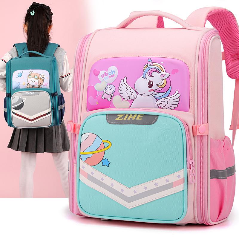 Children's Schoolbag New Cartoon Large-capacity Load-reducing Ridge Backpack Durable and Lightweight Double-layer Hard Shell Backpack Fashionable