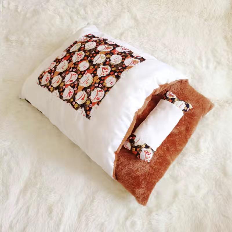 Caverne Japonaise De Sommeil Profond Pour Chats Et Chiens, Sac De Couchage Chaud, Maison Amovible Pour Animaux De Compagnie,