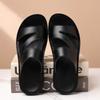 Fashion All-match Summer Men's Slides Simple Man Casual Leather Beach Shoe Non-slip Casual Slippers Outdoor Sandalias Garden Half Drag