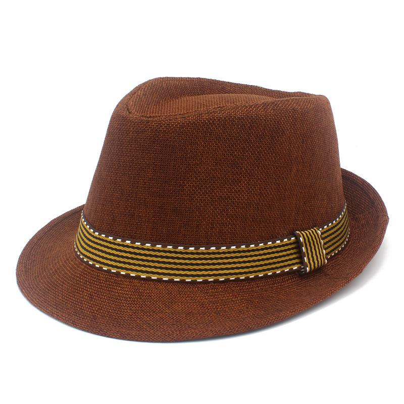 Summer British Sunshade Straw Hat Men Among the Elderly Fashion Beach Hat Children Retro Sunscreen Linen Jazz Hat