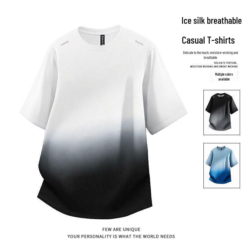 Camiseta de Manga Corta con Cuello Redondo de Seda Helada de Secado Rápido para Hombre de Gama Alta 2026