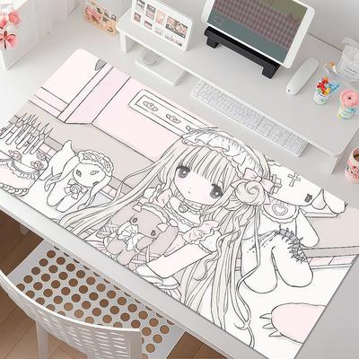 Cute Anime Angel Girls Mouse Pad Anti Slip Rubber Edge Locked Thickened Laptop Gaming Desk Mat