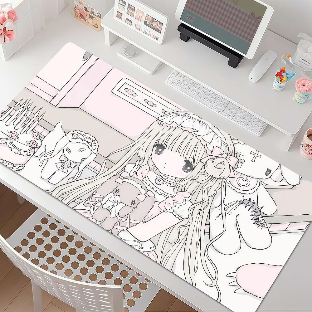 Cute Anime Angel Girls Mouse Pad Anti Slip Rubber Edge Locked Thickened Laptop Gaming Desk Mat