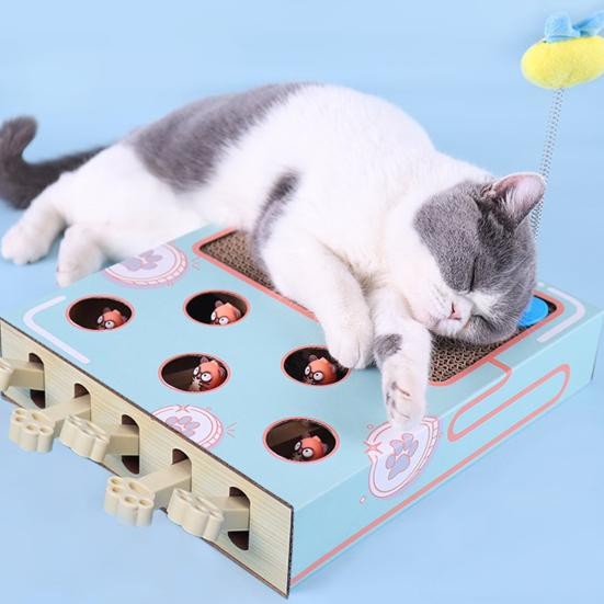 Interaktives Katzenspielzeug Wellpappe Kratzbrett Whack-a-Mole Katzenerweiterungsspielzeug für Wohnungskatzen Unterhaltung