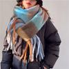 200x40cm Extra Long Wide & Thick Winter Scarf Fake Cashmere Fringe Shawl Rainbow Plaid Windproof Scarf Wrap for Women