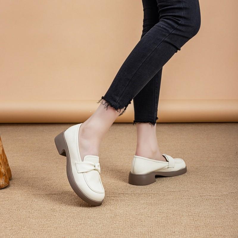 Loafers Women's Shoes 2025 New Large Size British Style Spring and Autumn Pedals Comfortable Soft Bottom Flat Bottom Non-slip Single Shoes Leather Sh