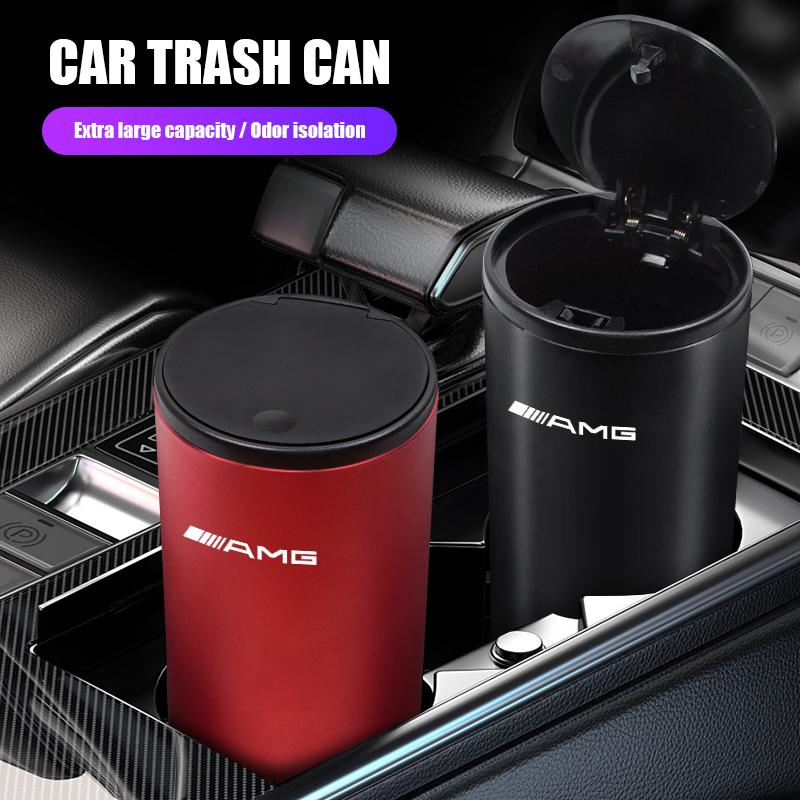 Car Trash Bin Alloy Garbage Can Rubbish Basket Bin auto Accessories styling For Mercedes Benz AMG A B C E G CLA W211 W203 W204