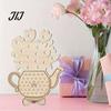 Teapot Shaped Ornament Wooden Shape Flower Holder, Natural Wood Floral Display Stand, DIY Log Decoration Blank Vase Decor for Artificial Arrangement,