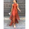 Spring Summer Halter Tassel Long Maxi Dress, Elegant Evening Party Prom Gown for Women, European American Style