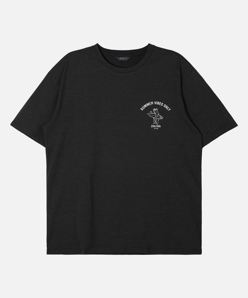 2ELA Unisex Surfing Bear Graphic Sorona Round Short Sleeve T-Shirt 6 Colors (Type A)