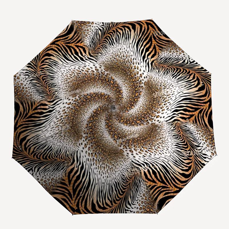 1pc Zebra Print Animal Automatic Open/Close Umbrella, Portable Folding Umbrella, Compact Travel Umbrella for093