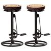 Day and Night - Day and Night Kitchen Stools 2 Pcs Leather and Printed Canvas Black and Brown