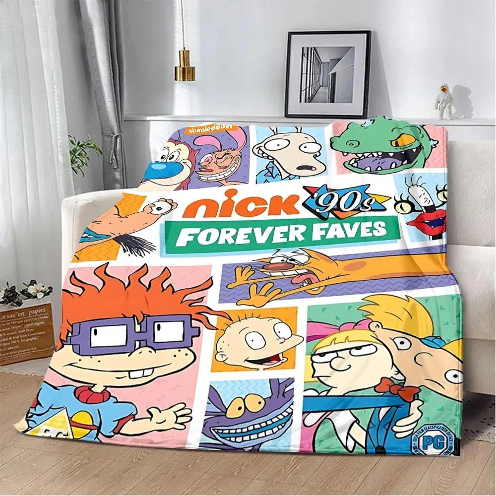 Cartoon R-Rugrats Printed Blanket Picnic Blankets Warm Blanket Soft and Comfortable Blanket Home Travel Birthday Gift