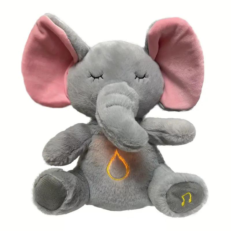 

Latest 4Modes Baby Breathing Soothing Elephant Plush Doll Plaything Sleeping Companion Music And Light Doll Tactile Stuffed Plaything Kids Gift