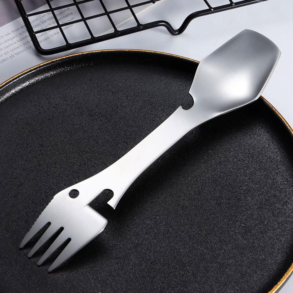 Travel Picnic Portable Can Opener Outdoor Stainless Steel Spork Tableware Spoon Fork