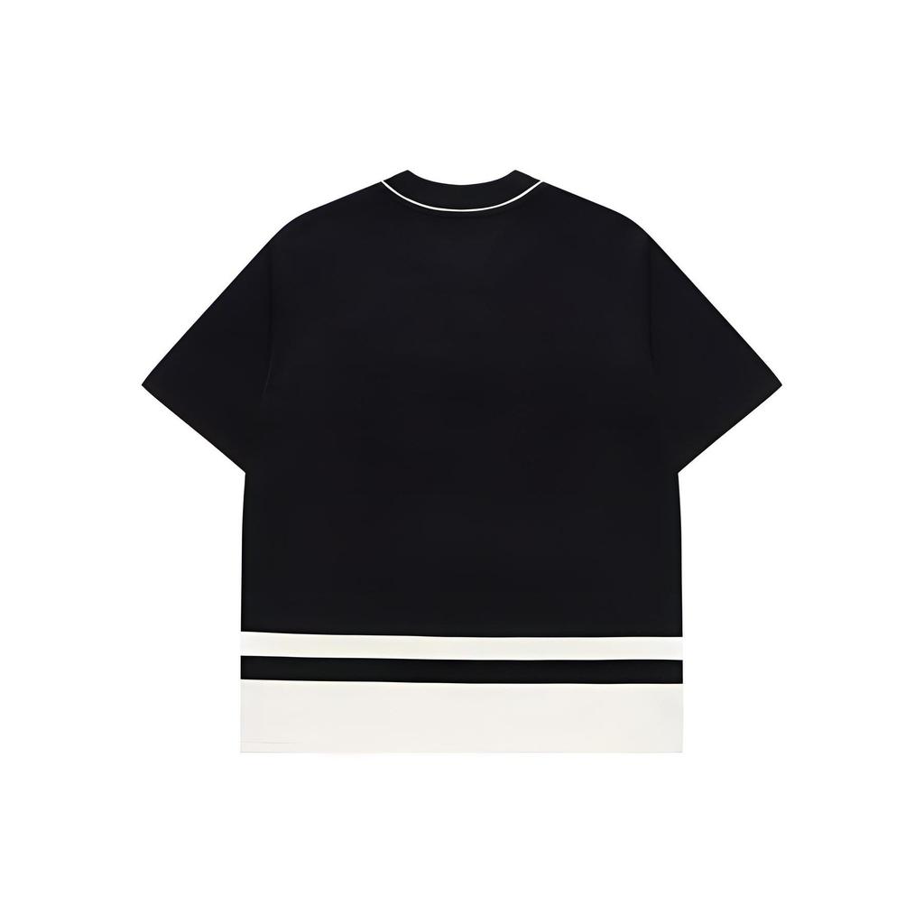 Fila Fusion Color Block Letter Print Loose Short Sleeve Drop Shoulder T-Shirt Men Tops Black T11M332101F-BK