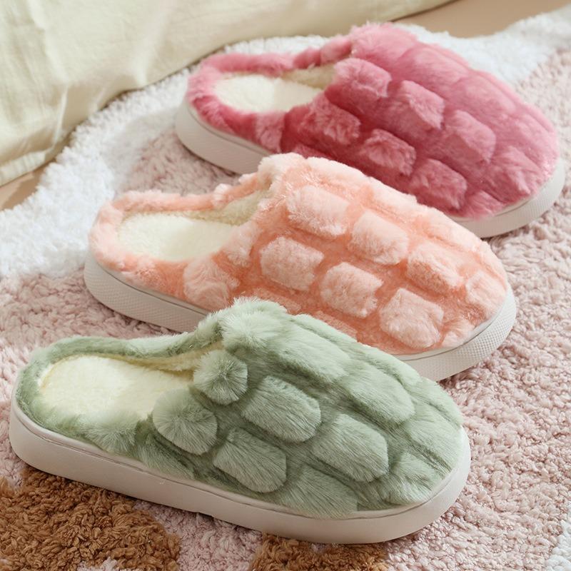 Winter turtle shell cotton slippers women's new indoor home home home non-slip warm plush slippers men's