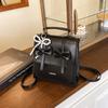 South Korea Solid Color College Style Commuter Backpack Women 2025 New Trend Bow Portable Shoulder Messenger Bag
